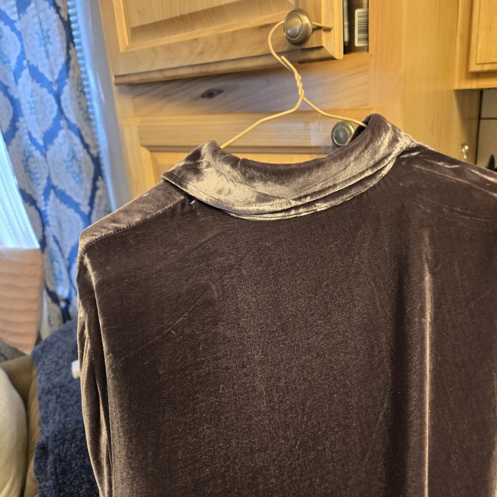 Soft Surroundings Vintage Gray Velvet Silk Blend Full Zip Blouse Sz Small - Picture 12 of 12